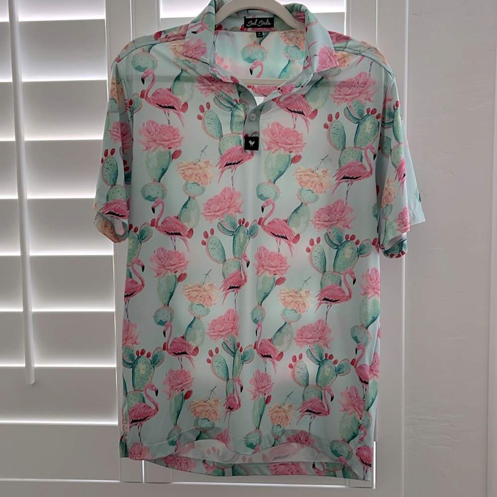 Flamingo Cactus Bad Birdie Golf Polo